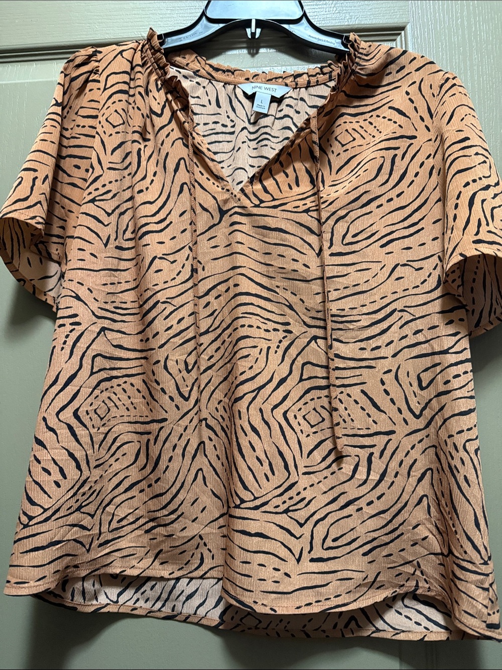 Nine West Tanish brown and Black Animal-Print Top